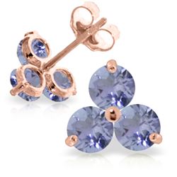 Genuine 1.50 ctw Tanzanite Earrings Jewelry 14KT Rose Gold - REF-25P4H