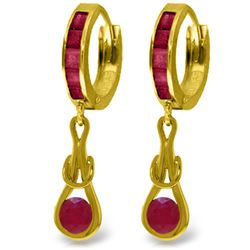 Genuine 2.6 ctw Ruby Earrings Jewelry 14KT Yellow Gold - REF-84Z3N