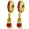 Image 1 : Genuine 2.6 ctw Ruby Earrings Jewelry 14KT Yellow Gold - REF-84Z3N