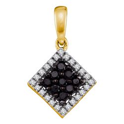 0.30 CTW Black Color Diamond Diagonal Square Pendant 10KT Yellow Gold - REF-14Y9X