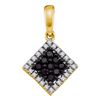 Image 1 : 0.30 CTW Black Color Diamond Diagonal Square Pendant 10KT Yellow Gold - REF-14Y9X