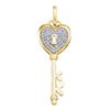 Image 1 : 0.18 CTW Diamond Heart Handle Key Pendant 10KT Yellow Gold - REF-22M4H