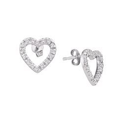 0.22 CTW Diamond Heart Stud Earrings 10KT White Gold - REF-14N9F