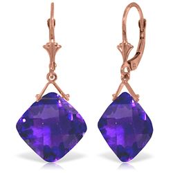 Genuine 17.5 ctw Amethyst Earrings Jewelry 14KT Rose Gold - REF-39R3P