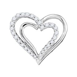 0.25 CTW Diamond Double Nested Heart Pendant 10KT White Gold - REF-30X2Y
