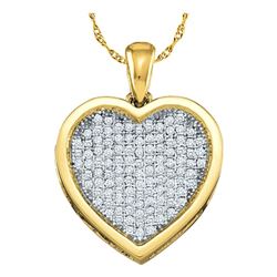 0.05 CTW Diamond Cluster Small Heart Love Pendant 10KT Yellow Gold - REF-4W5K