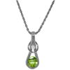Image 1 : Genuine 0.65 ctw Peridot Necklace Jewelry 14KT White Gold - REF-73N7R