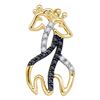 Image 1 : 0.10 CTW Black Color Diamond Giraffe Animal Pendant 10KT Yellow Gold - REF-8W9K