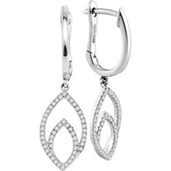 0.25 CTW Diamond Double Nested Oval Dangle Earrings 10KT White Gold - REF-31K4W