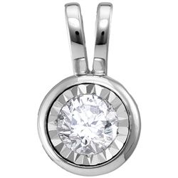 0.08 CTW Diamond Solitaire Faceted Framed Pendant 10KT White Gold - REF-9F7N