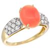 Image 1 : Natural 2.35 ctw coral & Diamond Engagement Ring 14K Yellow Gold - REF-56Z6Y