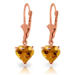 Genuine 3.05 ctw Citrine Earrings Jewelry 14KT Rose Gold - REF-29K7V