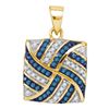 Image 1 : 0.25 CTW Blue Color Diamond Square Pinwheel Pendant 10KT Yellow Gold - REF-18F2N