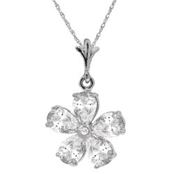Genuine 2.22 ctw White Topaz & Diamond Necklace Jewelry 14KT White Gold - REF-23R5P
