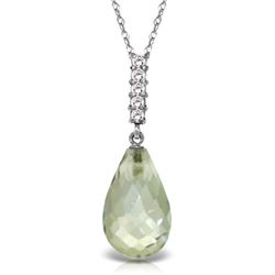 Genuine 5.38 ctw Amethyst & Diamond Necklace Jewelry 14KT White Gold - REF-29M2T