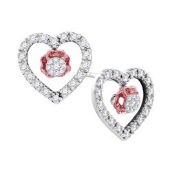 0.33 CTW Diamond Heart Love Earrings 10KT White Gold - REF-22F4N