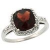Image 1 : Natural 3.92 ctw Garnet & Diamond Engagement Ring 10K White Gold - REF-28Y4X