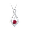 Image 1 : 0.09 CTW Created Ruby Solitaire Diamond Teardrop Pendant 10KT White Gold - REF-12W8K