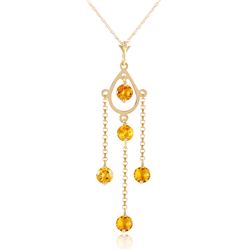 Genuine 1.50 ctw Citrine Necklace Jewelry 14KT Yellow Gold - REF-29M7T