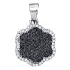 Image 1 : 0.25 CTW Black Color Diamond Hexagon Cluster Pendant 10KT White Gold - REF-16N4F