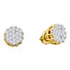Image 1 : 1 CTW Diamond Cluster Earrings 14KT Yellow Gold - REF-71M3H