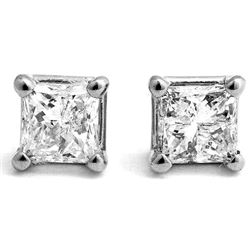 Genuine 1.0 ctw Diamond Anniversary Earrings Jewelry 14KT White Gold - REF-138W8Y