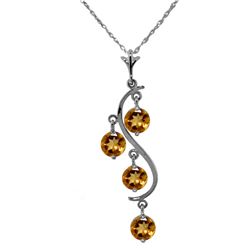 Genuine 2.25 ctw Citrine Necklace Jewelry 14KT White Gold - REF-30N2R