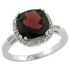 Image 1 : Natural 4.11 ctw Garnet & Diamond Engagement Ring 14K White Gold - REF-48W2K