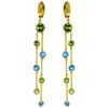 Image 1 : Genuine 8.99 ctw Blue Topaz & Peridot Earrings Jewelry 14KT Yellow Gold - REF-87P2H