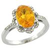 Image 1 : Natural 1.85 ctw Citrine & Diamond Engagement Ring 10K White Gold - REF-29M3H
