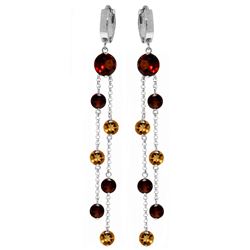 Genuine 8.99 ctw Garnet & Citrine Earrings Jewelry 14KT White Gold - REF-101W2Y