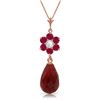 Image 1 : Genuine 3.83 ctw Ruby & Diamond Necklace Jewelry 14KT Rose Gold - REF-32Z9N