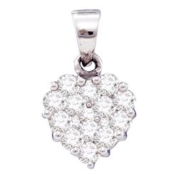 0.47 CTW Diamond Small Heart Cluster Pendant 14KT White Gold - REF-41N9F