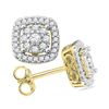 Image 1 : 0.50 CTWDiamond Square Cluster Screwback Earrings 10KT Yellow Gold - REF-40Y4X