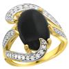 Image 1 : Natural 3.96 ctw onyx & Diamond Engagement Ring 14K Yellow Gold - REF-132Z8Y