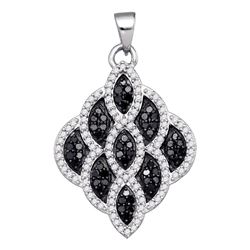 0.63 CTW Black Color Diamond Honeycomb Cluster Pendant 10KT White Gold - REF-34F4N