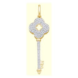 0.50 CTWDiamond Key Pendant 10KT Yellow Gold - REF-37M5H