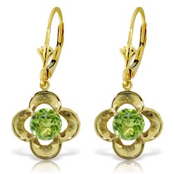 Genuine 1.10 ctw Peridot Earrings Jewelry 14KT Yellow Gold - REF-37Y7F