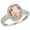 Natural 2.56 ctw Morganite & Diamond Engagement Ring 14K White Gold - REF-66F2N