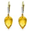 Genuine 19.15 ctw Citrine & Diamond Earrings Jewelry 14KT Yellow Gold - REF-49N2R