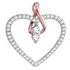 0.26 CTW Diamond 2-stone Heart Pendant 14KT White Gold - REF-26K9W