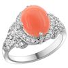 Natural 2.52 ctw coral & Diamond Engagement Ring 14K White Gold - REF-101N4G
