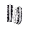 1 CTW Black Color Diamond Triple Row Vertical Hoop Earrings 14KT White Gold - REF-75K2W