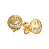 Image 1 : 0.05 CTW Diamond Smiley Face Screwback Earrings 10KT Yellow Gold - REF-12H2M