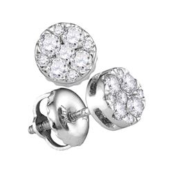 0.25 CTW Diamond Cluster Earrings 14KT White Gold - REF-25F4N