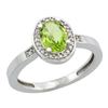 Image 1 : Natural 1.08 ctw Peridot & Diamond Engagement Ring 14K White Gold - REF-31H3W