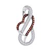 0.12 CTW Red Color Diamond Infinity Heart Love Pendant 10KT White Gold - REF-13F4N