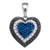 Image 1 : 0.27 CTW Blue Color Diamond Layered Heart Pendant 10KT White Gold - REF-22N4F