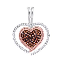 0.25 CTW Red Color Diamond Heart Love Pendant 10KT Two-tone Gold - REF-22H4M