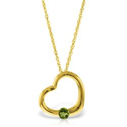 Genuine 0.25 ctw Peridot Necklace Jewelry 14KT Yellow Gold - REF-29A2K